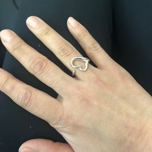 Tiffany Sterling silver open heart ring 5.5